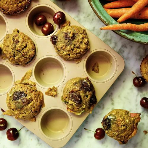 CARROT, CHERRY & CHAI PEAR MUFFINS